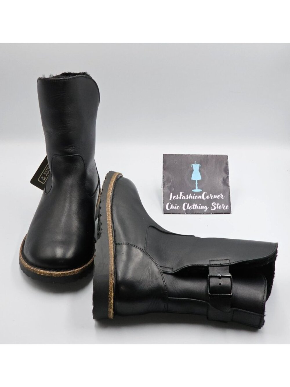 NWT Birkenstock Wo's Black Leather Uppsala Shearling Boots Sz 7.5 Men's 5 2742 - Picture 13 of 16
